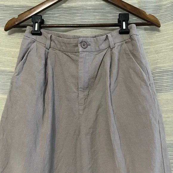 Evam Eva Linen-Cotton Tapered Trouser — Mauve Gray — Size 1 - Picture 2 of 7
